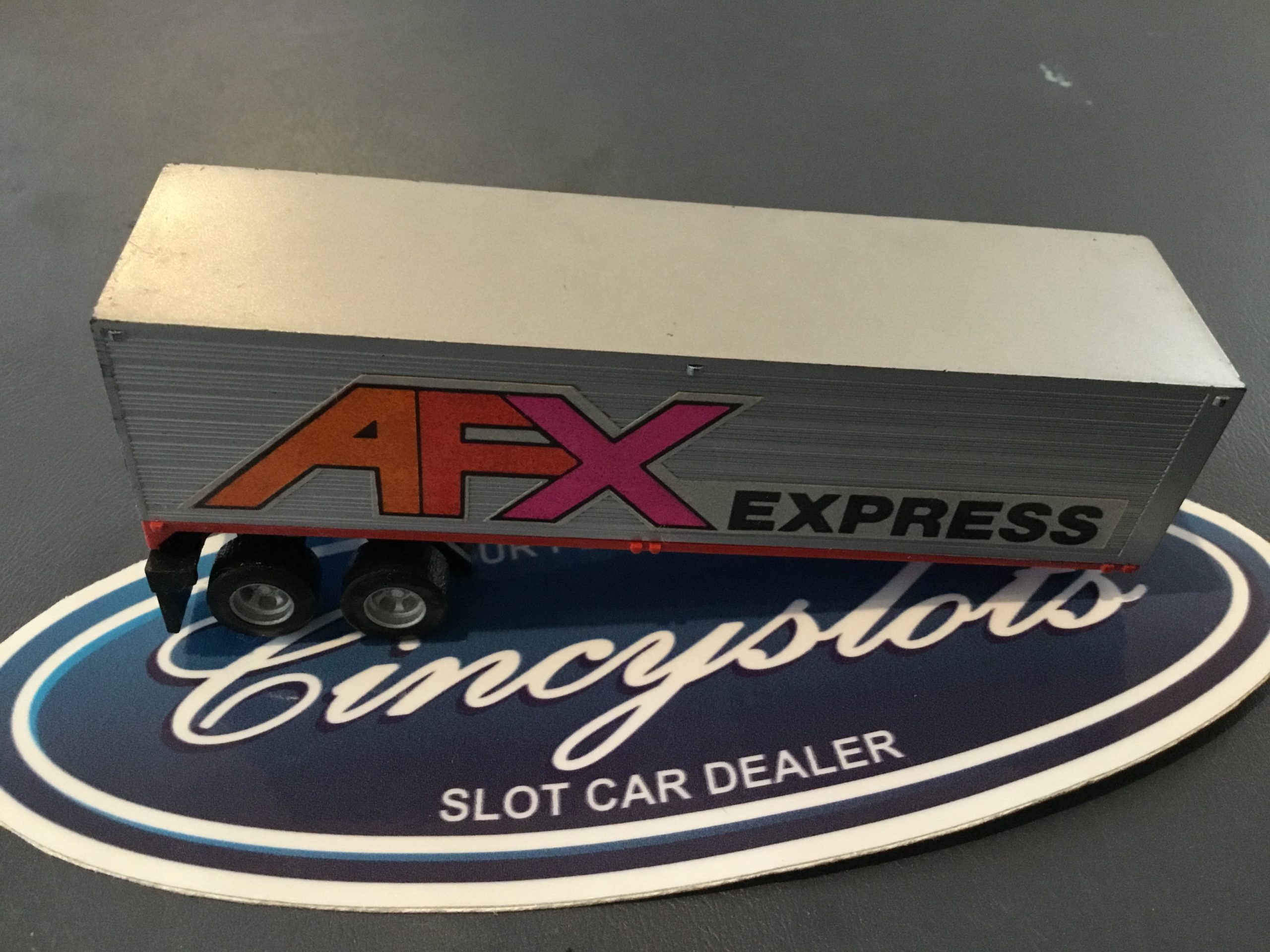 AFX Semi Tractor Trailer Red. HO Slot Car.