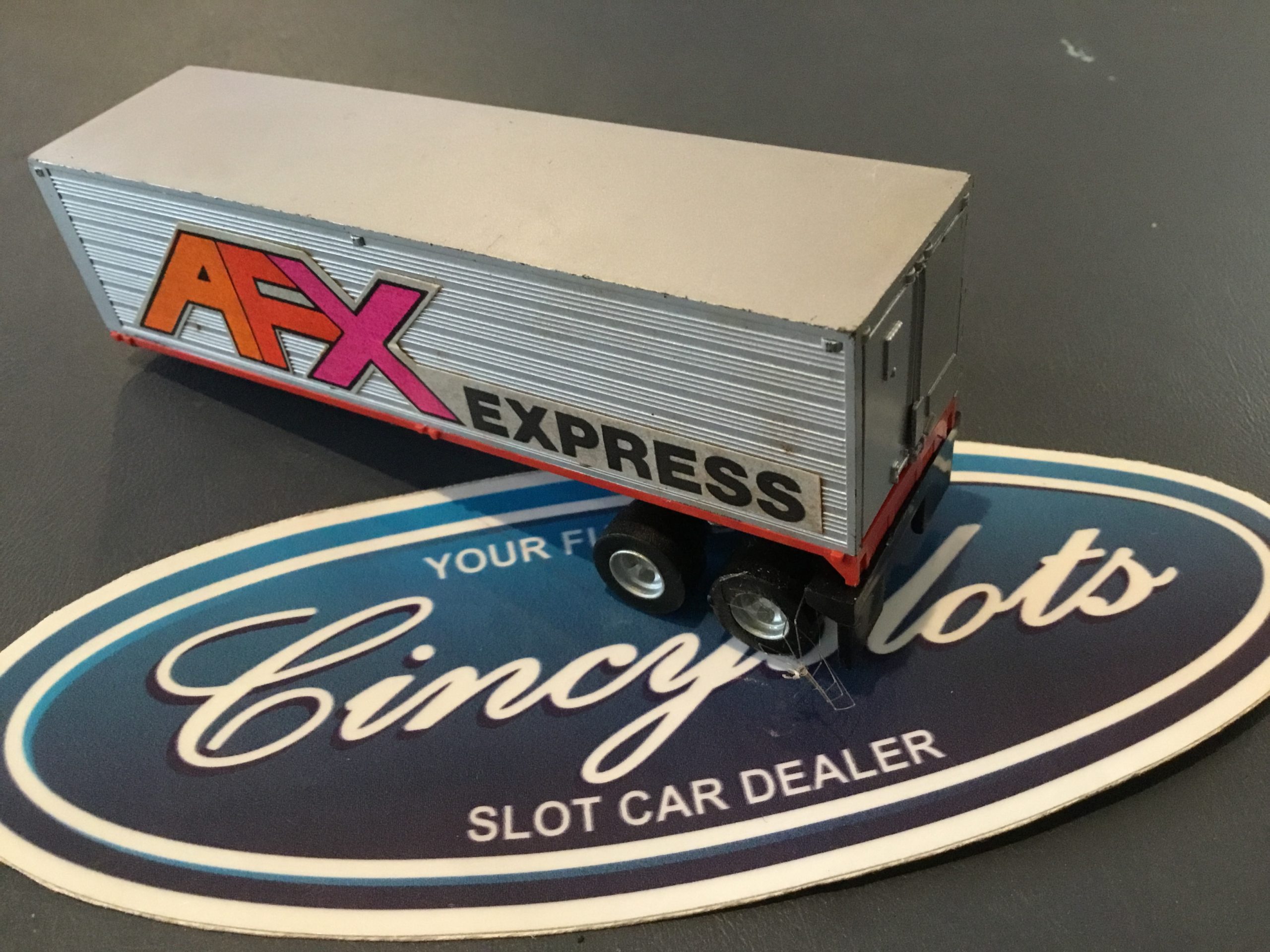AFX Semi Tractor Trailer Red. HO Slot Car.