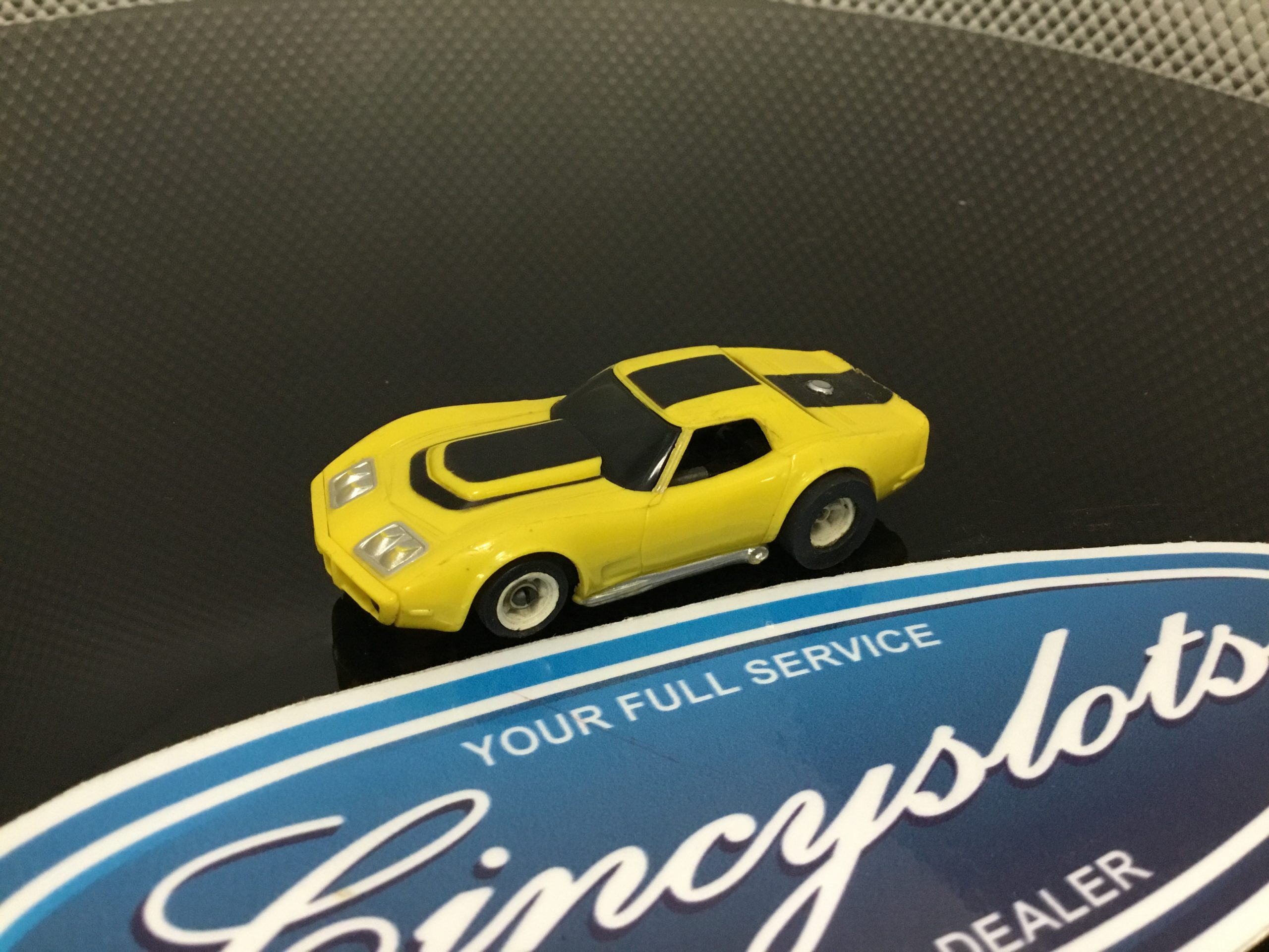 AFX Chevrolet Corvette AProduction Yellow/Black HO Slot Car, Used.