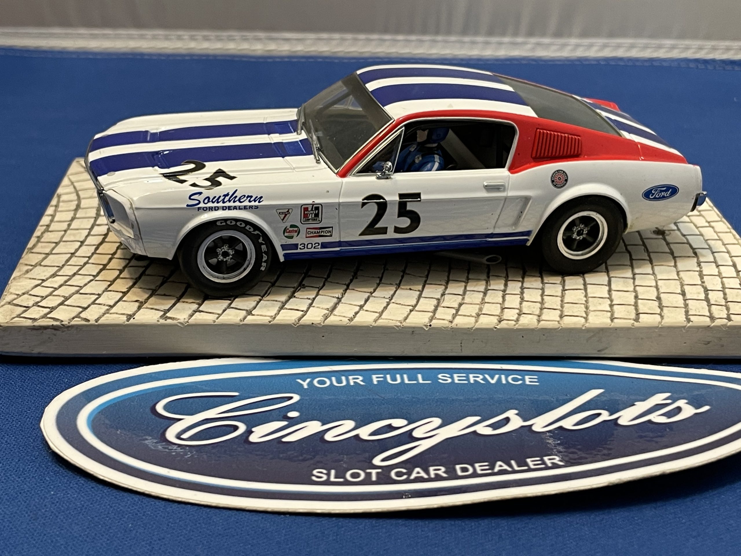 Pioneer Mustang 25 White 1/32 Slot Car Used.