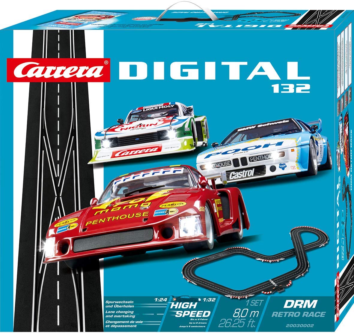 Carrera 30002 DRM Retro Race 1/32 Slot Car set.