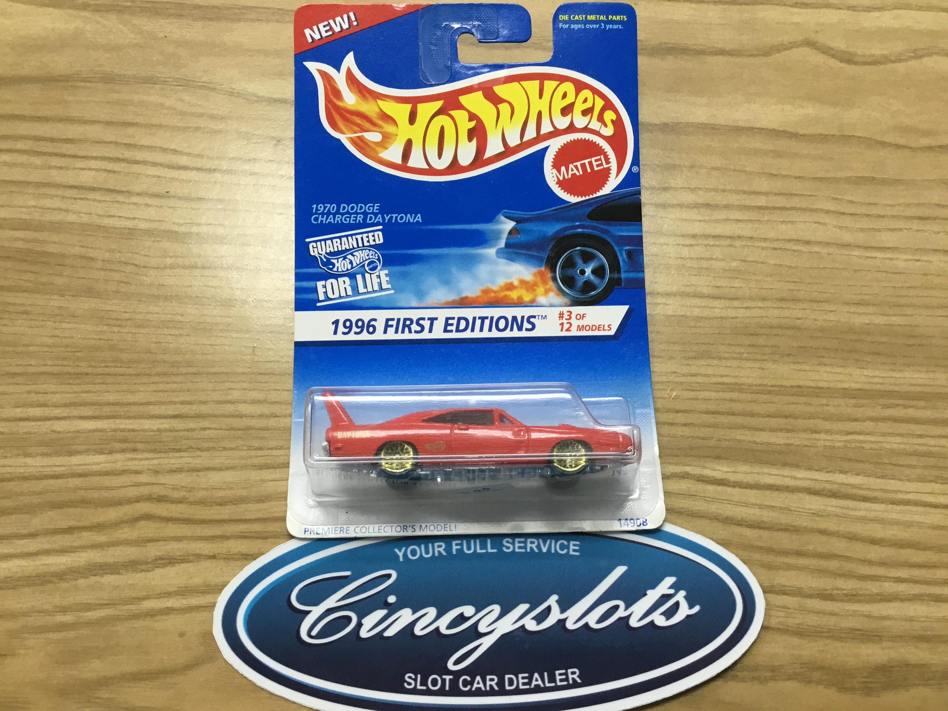 3 diecast 1/64 scale car 1996 First Editions Hot Wheels No 1970 DODGE CHARGER DAYTONA Gold Rims 7-spke variant 
