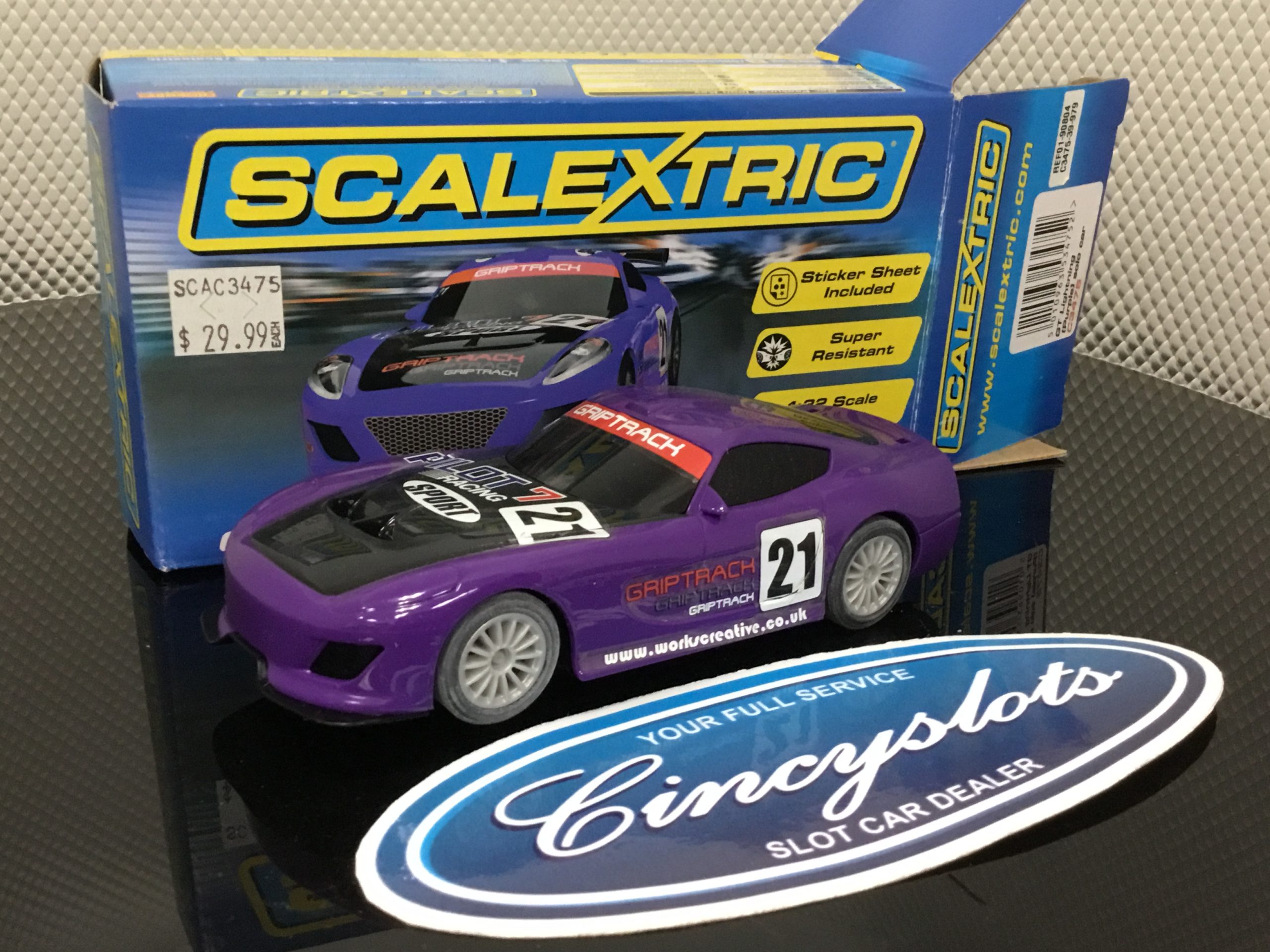 Scalextric C3475 GT Lightning Purple Used.