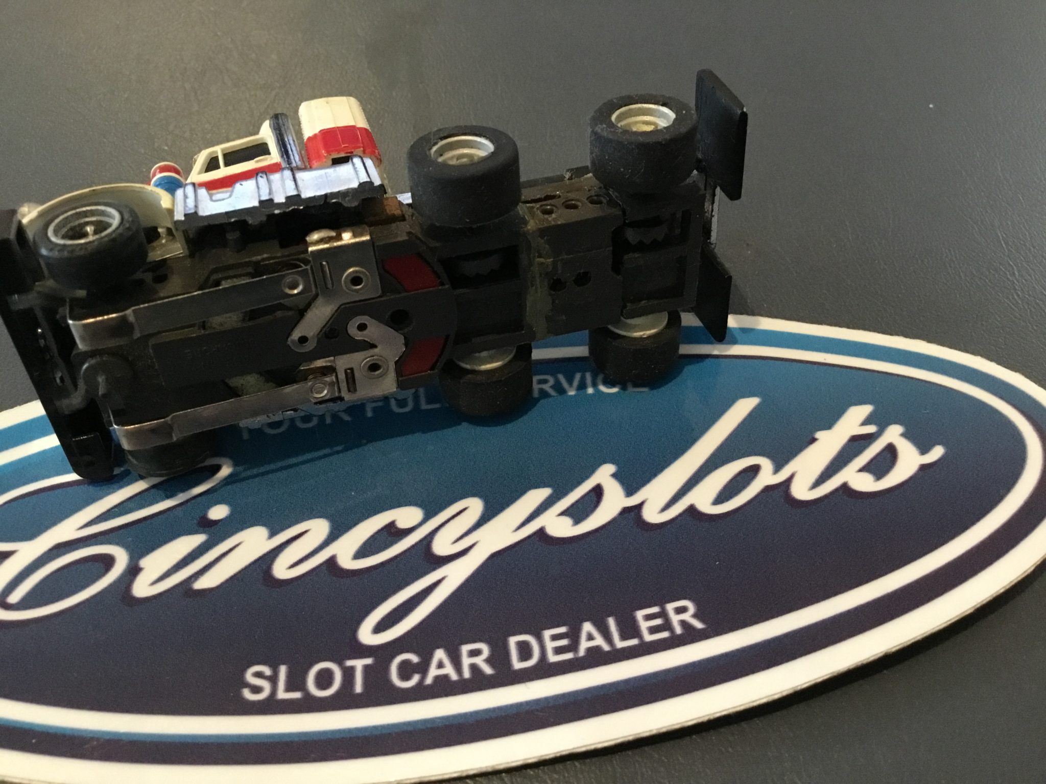 AFX Semi Tractor Trailer Extended Chassis White. HO Slot Car.