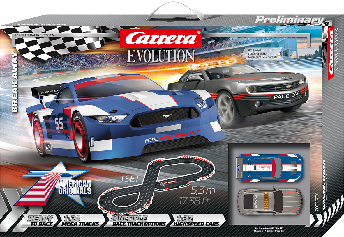 Carrera Evolution 25236 Break Away 1/32 Slot Car Racing Set 