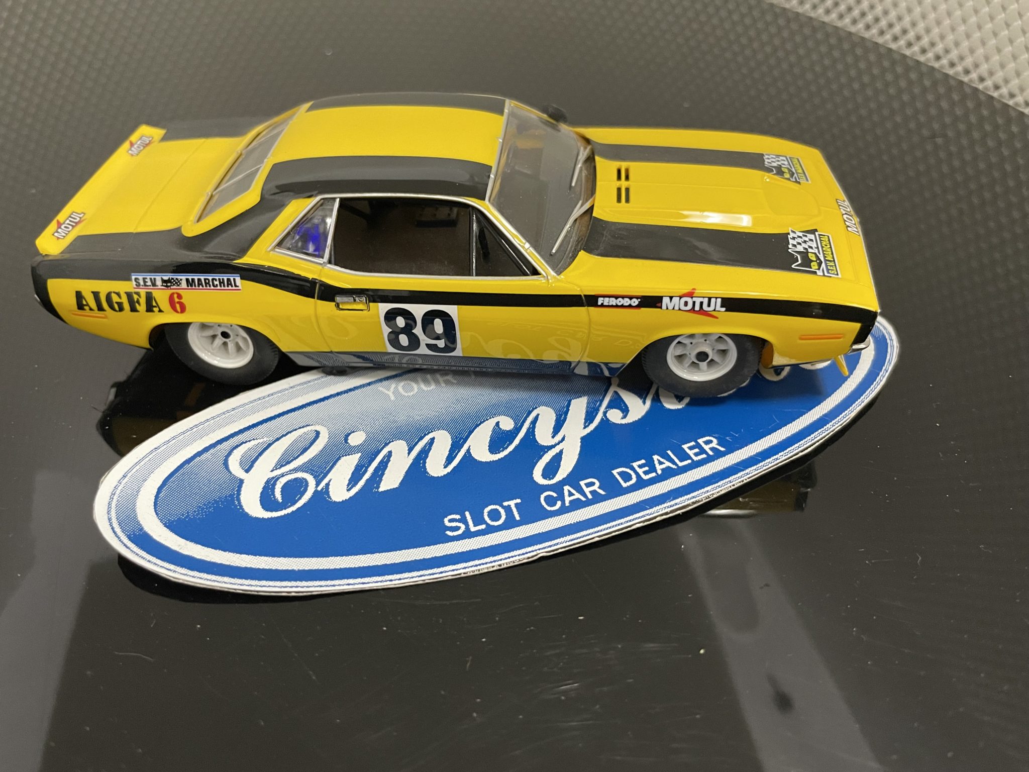 SCX 64870 Plymouth AAR Cuda 89, Lightly Used 1/32 Slot Car.