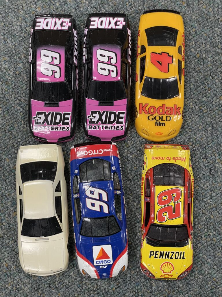 6 Misc. Nascar Body lot #33, 1/32 Slot Car, Used.