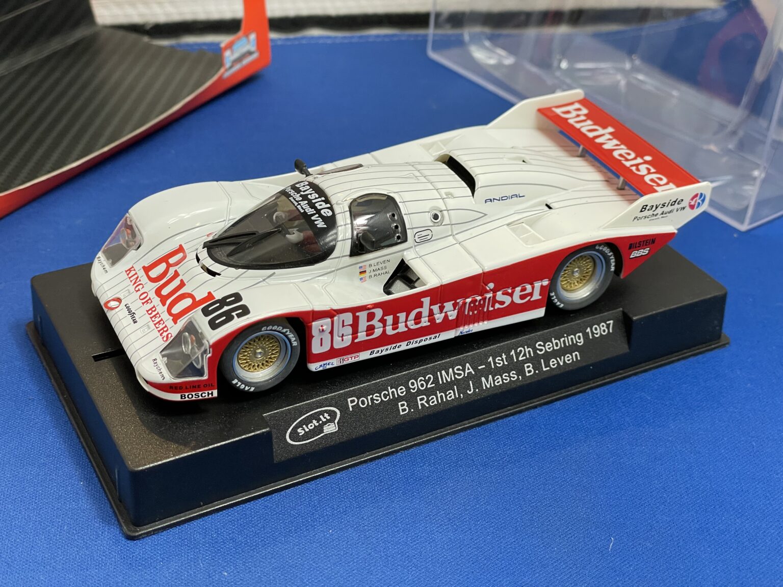 Slot.it CA25c Porsche 962 IMSA BUDWEISER 1/32 Slot Car, Lightly Used.