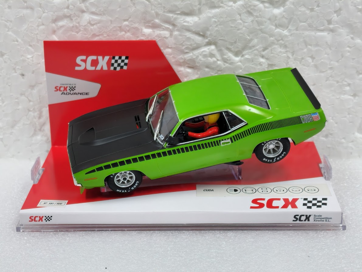 SCX SCXU10445 AAR Cuda 1 of 500 Final Run 1/32 Slot Car. Lime.