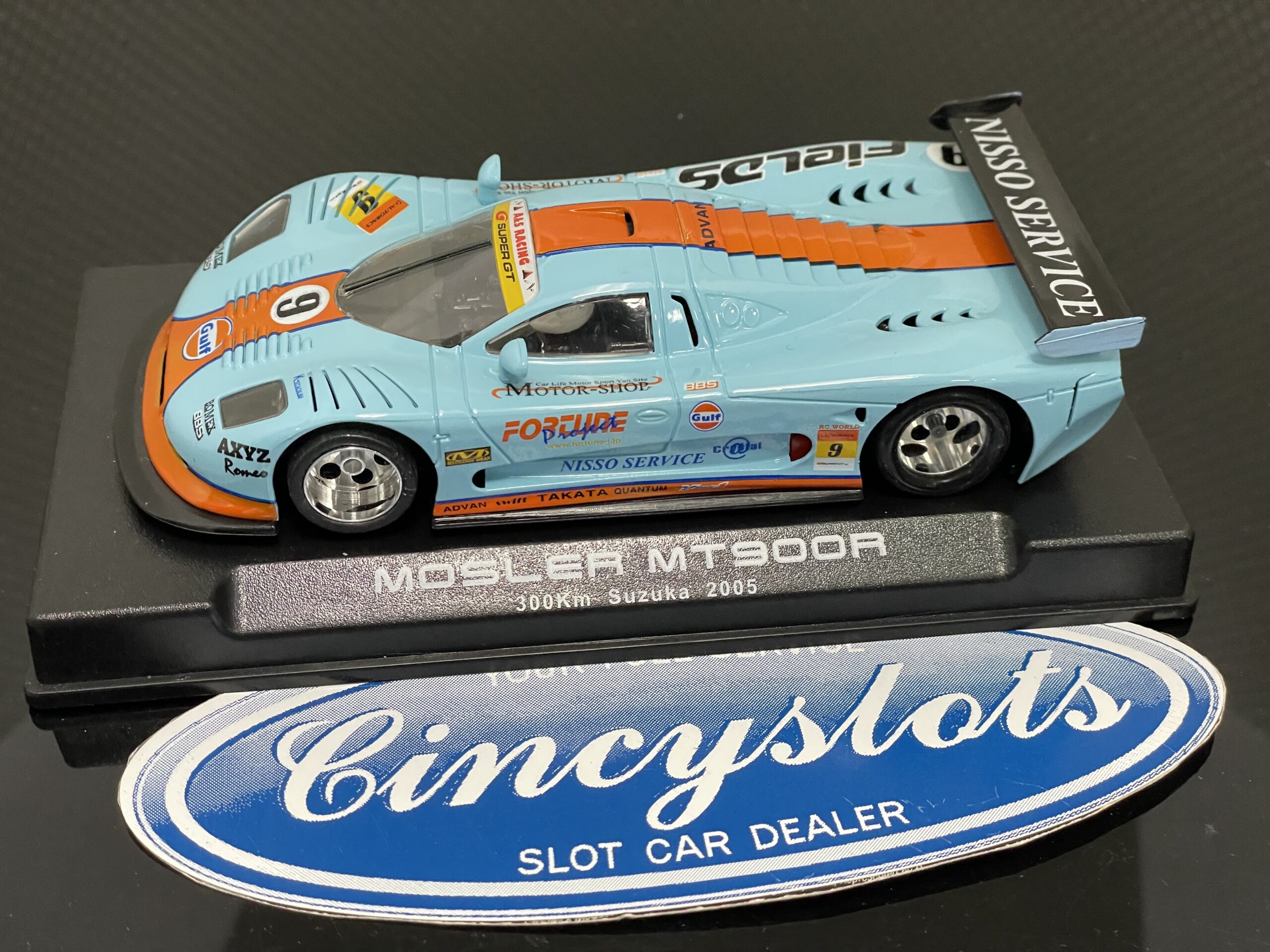 NSR 1004 Mosler MT900 Gulf, 1/32 Slot Car, Lightly Used.